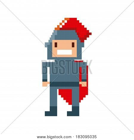 warrior video game pixelated vector illustration design