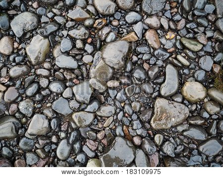 Stone and Gravel Texture Background from Iceland Waterfall