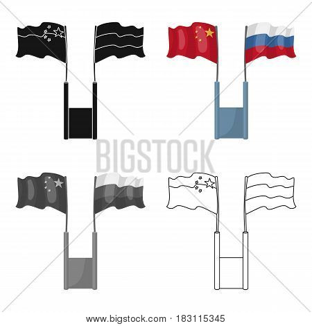 Russia and China flags icon in cartoon design isolated on white background. Interpreter and translator symbol stock vector illustration.