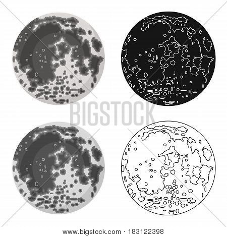 Moon icon in cartoon design isolated on white background. Planets symbol stock vector illustration.