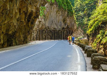 Bicaz Gorges, Romania - July 07, 2015 : Tourists Visit The Bicaz Canyon. Canyon Is One Of The Most S