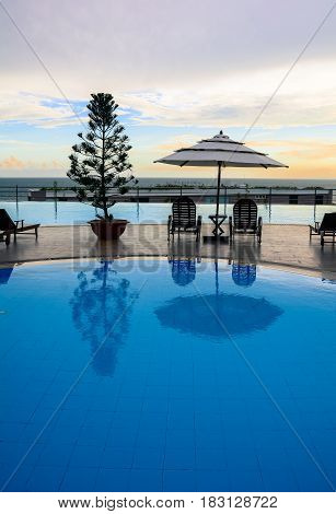 Swimming Pool At Luxury Resort In Sunny Day