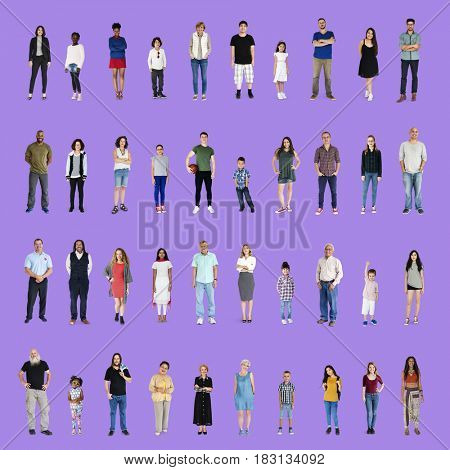 Diversity People Set Gesture Standing Together Studio Isolated