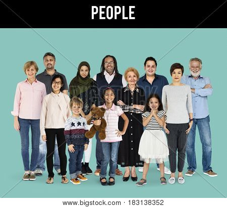 Diversity of People Generations Set Together Studio Isolated