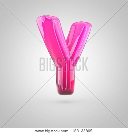 Glossy Red And Pink Gradient Paint Alphabet Letter Y Uppercase Isolated On White Background