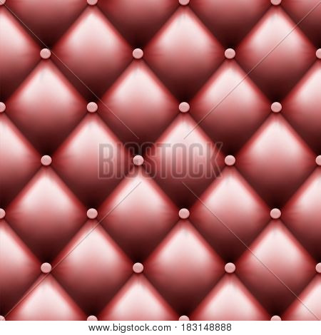 Leather upholstery with buttons. Luxury background. Stock vector illustration.