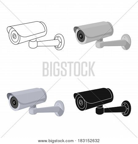 Security camera icon in cartoon design isolated on white background. Parking zone symbol stock vector illustration.