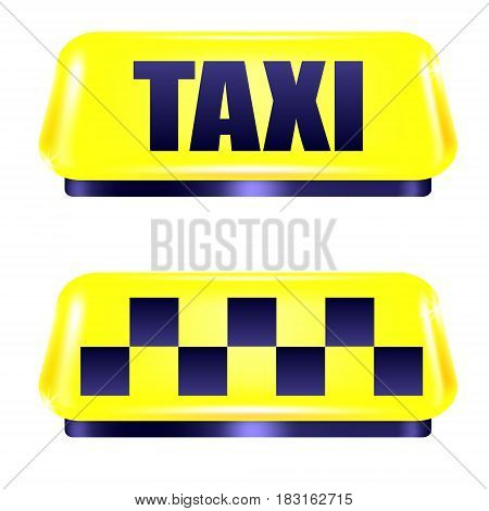 set of realistictaxi signs with reflection isolated on white backgr ound