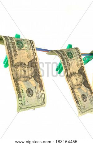 the dollars banknote on a white background