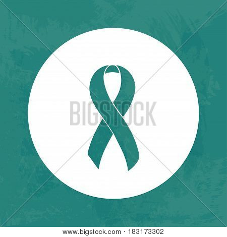 Awareness Teal ribbon. Uterine, Vulvar, Gynecological Cancer, Knee Injury, Anti Bullying, Agoraphobia, Anxiety Disorder, Food Allergies, Panic Disorder Isolated icon Watercolor painted background