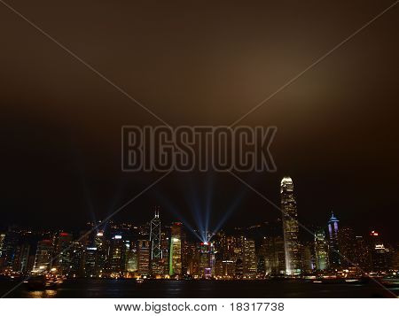 Sinfonia di luce dal Victoria Harbour, Hong Kong