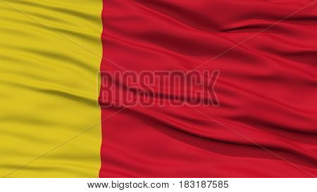 Closeup Moroni City Flag, Capital City of Comoros, Waving in the Wind