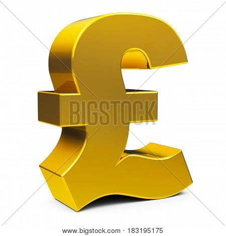 Golden Pound sign isolated on white background three-dimensional rendering 3D illustration