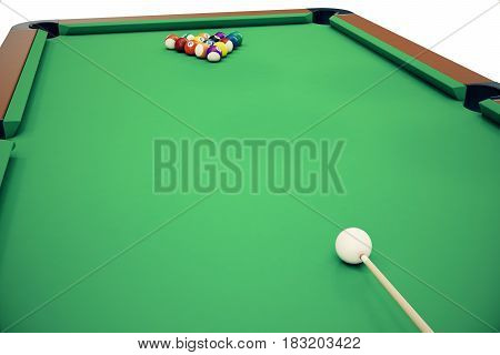 3D illustration pool billiard game. American pool billiard. Pool billiard game. Billiard sport concept.