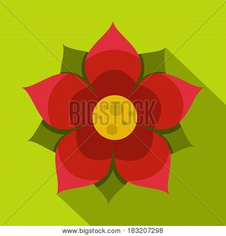 Amaranth flower icon. Flat illustration of amaranth flower vector icon for web on lime background