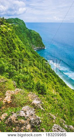 Stunning coastline on Nunggalan Beach, Uluwatu, Bali Indonesia