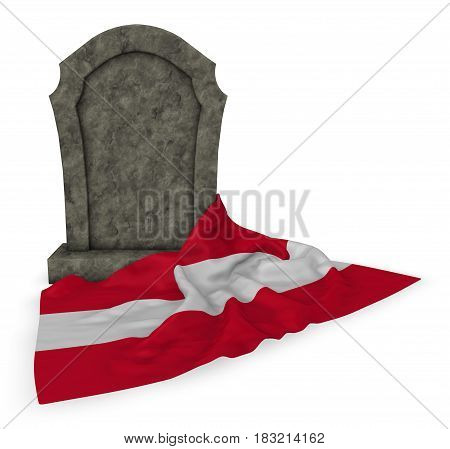 gravestone and flag of austria - 3d rendering