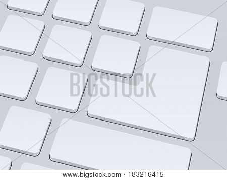 Design of white blank computer keyboard for your corporate projects. Close up image. Vector illustration background.