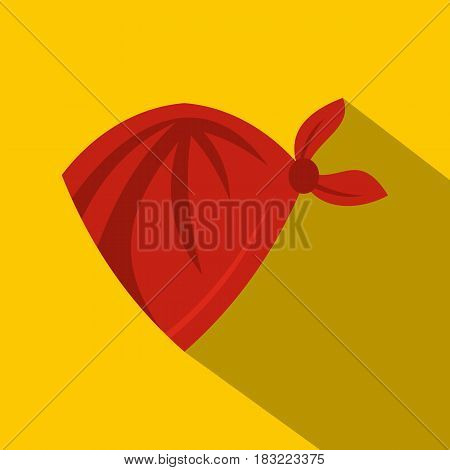 Red cowboy neckerchief icon. Flat illustration of red cowboy neckerchief vector icon for web on yellow background