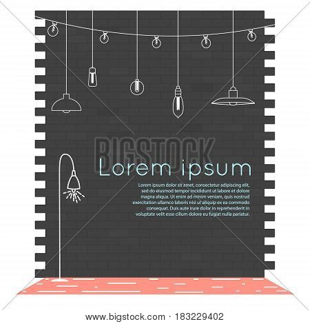 Set of modern isolated edison loft lamps, vintage, retro style light bulbs. Vector collection.