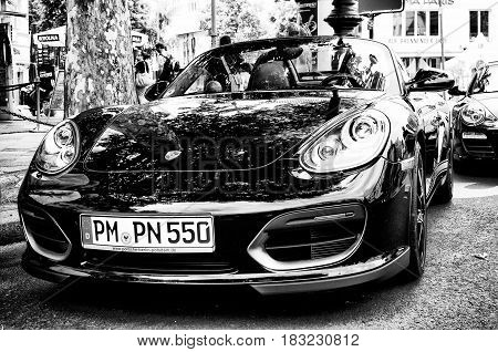BERLIN - MAY 28: Car Porsche Cayman the exhibition "125 car history - 125 years of history Kurfurstendamm" May 28 2011 in Berlin Germany