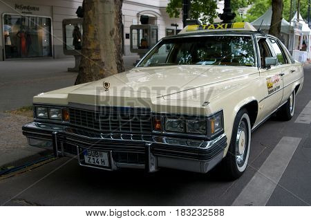 BERLIN - MAY 28: Cars Cadillac Fleetwood Brougham (Taxi) the exhibition "125 car history - 125 years of history Kurfurstendamm" May 28 2011 in Berlin Germany
