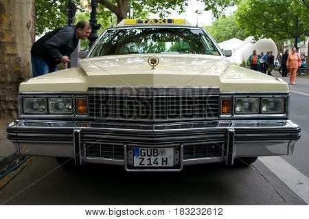 BERLIN - MAY 28: Cars Cadillac Fleetwood Brougham (Taxi) the exhibition "125 car history - 125 years of history Kurfurstendamm" May 28 2011 in Berlin Germany