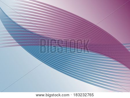 Abstract horizontal background in soft purple and blue diagonal wavy line shapes vector EPS 10