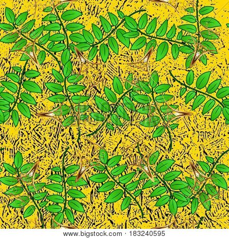 Tribal ethnic ornate decoration lace repeating texture. Abstract geometric floral rough yellow background. Vector doodle sketch pattern graphic illustration. Rough pattern.