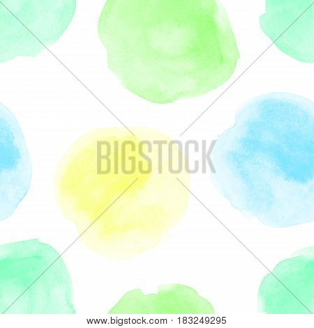 Seamless vector pattern with hand drawn watercolor circles. Vector seamless background.Naive background with spots.