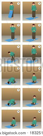 A vector illustration of Muslim Man Praying
