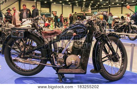 St. Petersburg Russia - 15 April, Unique Soviet motorcycle Red October,15 April, 2017.
International Motor Show IMIS-2017 in Expoforurum.
Motorcycles and motoconcepts presented at St. Petersburg Motor Show.