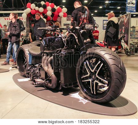 St. Petersburg Russia - 15 April, Moto concept with a powerful engine,15 April, 2017.
International Motor Show IMIS-2017 in Expoforurum.
Motorcycles and motoconcepts presented at St. Petersburg Motor Show.