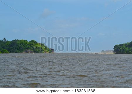 Bentota river mouth. Indian Ocean. Sri Lanka