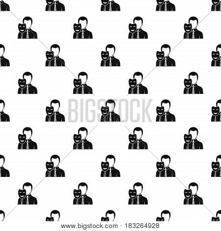 Businessman holding smile mask pattern seamless in simple style vector illustration