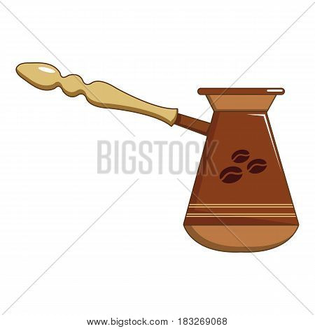 Brown cezve icon. Cartoon illustration of brown cezve vector icon for web