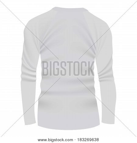 Back of white tshirt long sleeve mockup. Realistic illustration of back of white tshirt long sleeve vector mockup for web