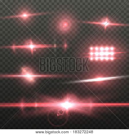 Illustration of Vector Lens Flare. Transparent Vector Lens Flare Effect Set. Bright Sunflare Explosion Template