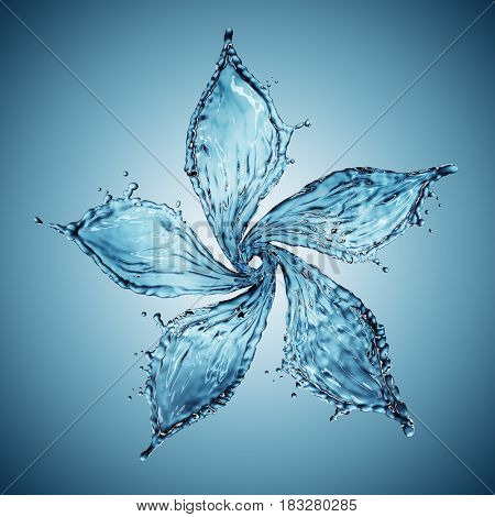 flower made of water splash. 3d rendering
