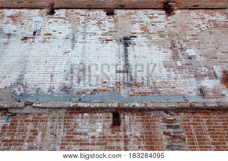 Old Destroyed Exterior Brick Wall Texture Background