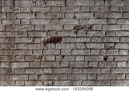 Background Of Old Vintage Dirty Brick Wall With Peeling Plaster, Texture