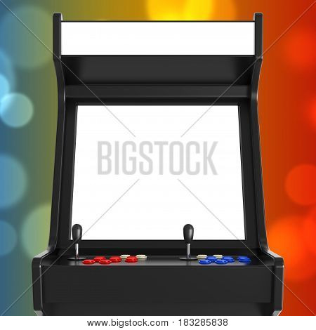 Gaming Arcade Machine with Blank Screen for Your Design extreme closeup. 3d Rendering.