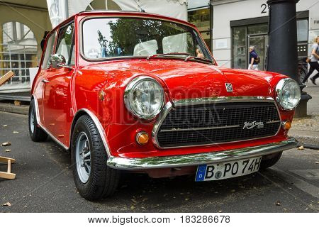 BERLIN - JUNE 14 2015: Compact car Innocenti Mini Cooper 1300. The Classic Days on Kurfuerstendamm.