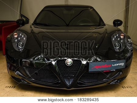 BERLIN - JUNE 14 2015: Sports car Alfa Romeo 4C (since 2014). The Classic Days on Kurfuerstendamm.