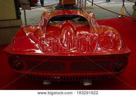 BERLIN - JUNE 14 2015: Sports car Ferrari Dino 206 SP (Sports prototype) 1966. Rear view. The Classic Days on Kurfuerstendamm.