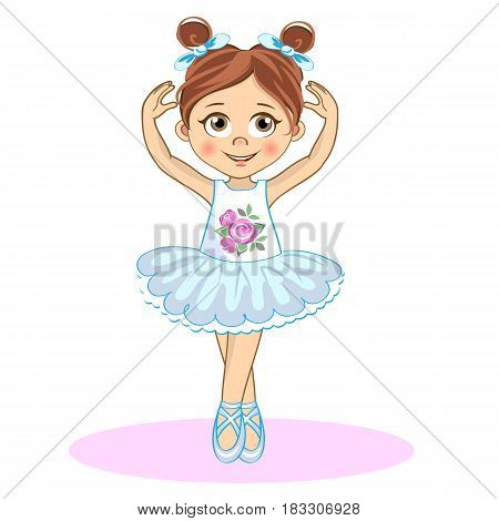 Pretty little ballerina. Cute vector girl in pointe for your design