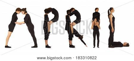 Black Dressed People Forming Word April