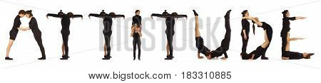 Black Dressed People Forming Word Attitude