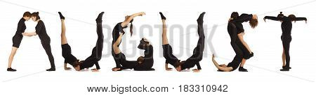 Black Dressed People Forming Word August