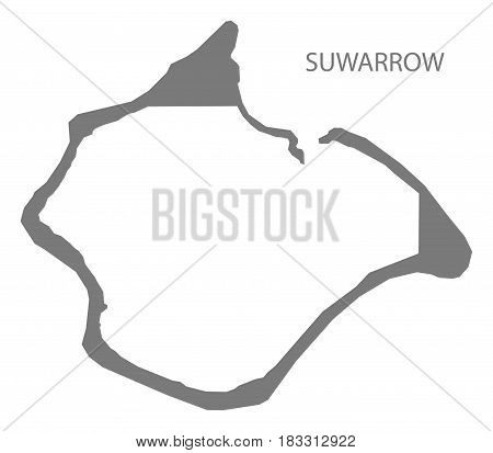 Suwarrow Cook Islands Map Grey Illustration Silhouette
